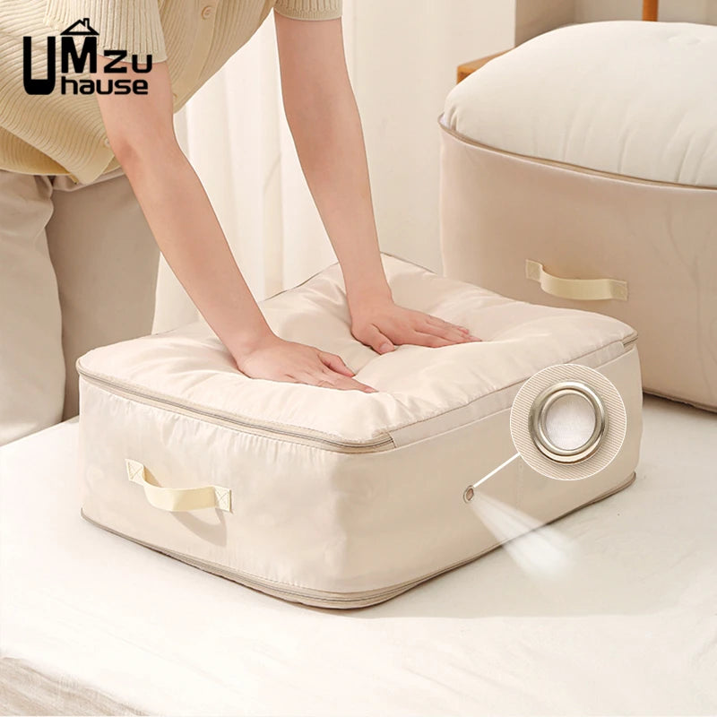 Double Zipper Compression Bag Comforter Clothes Bedding Storage Closet Case Travel Wardrobe Duvet Space Saver Home Big Organizer