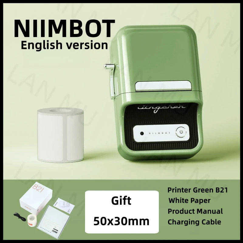 NIIMBOT B21 Label Printer Portable Wir-eless Bluetooth Thermal Label Maker Sticker Printer Color Clear label paper with printer