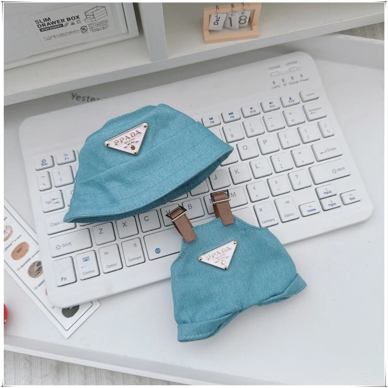 17cmLabubu Doll Clothes Sit Party Overalls Mini Hat V1 V2 Doll Clothing Accessories DIY Children's Toys Birthday Gift