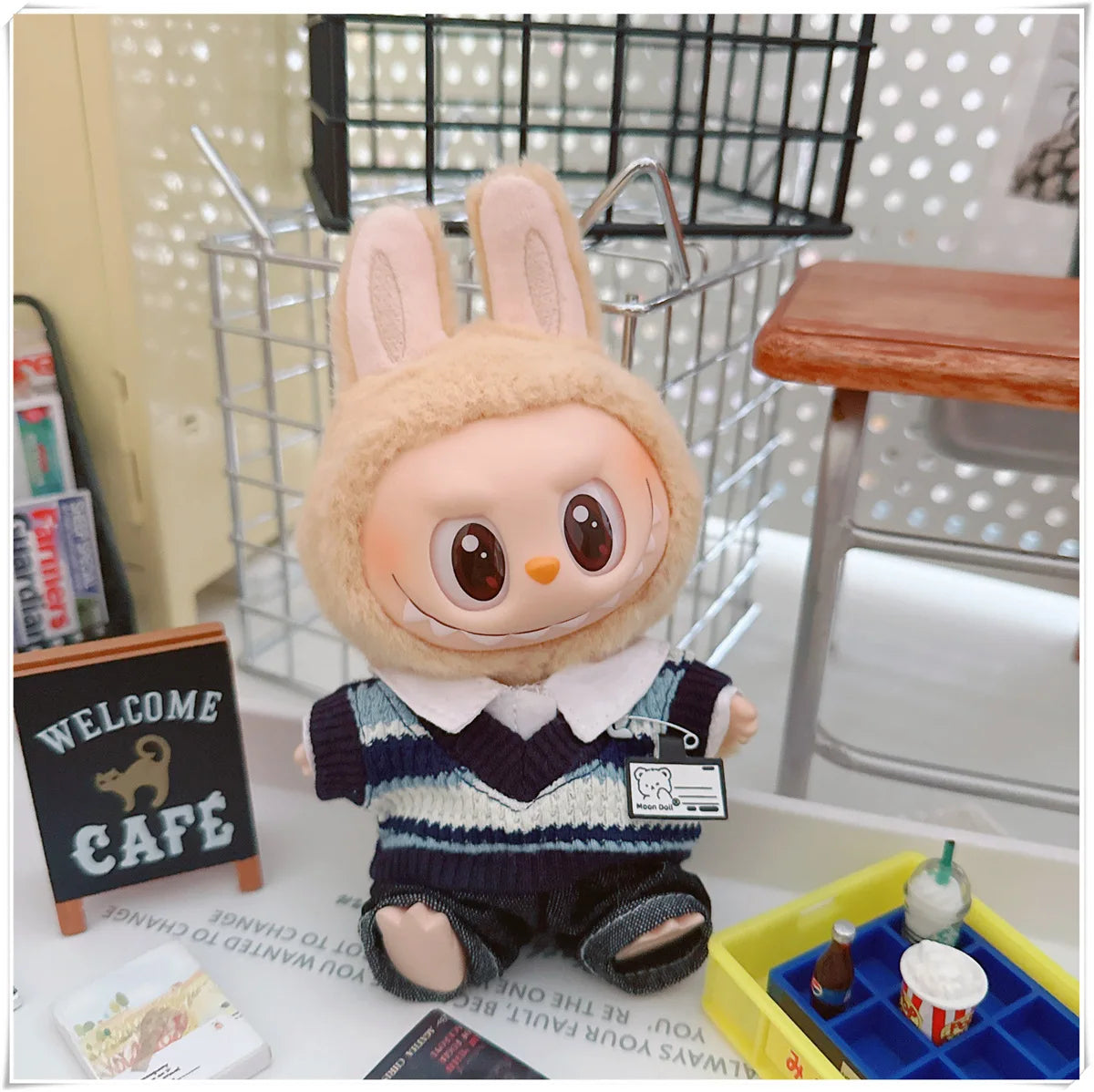For 17cm Labubus Mini Doll Clothes Outfit Hat Clothes Shoes Glasses Labubu II Doll Accessories Cultivate Sitting Party Game Toys