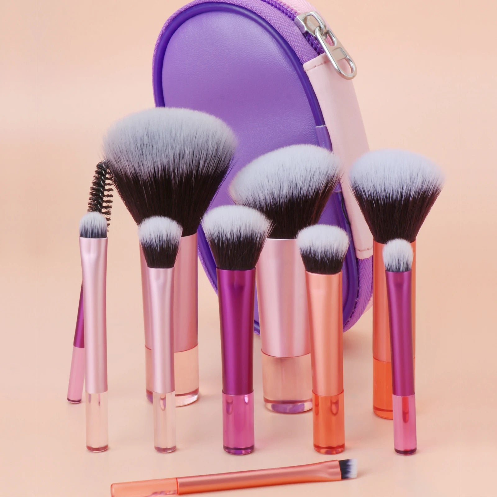 10 color Mini makeup brush Travel portable Makeup Tool Makeup Puff - Palm Brush Professional Makeup tool set Christmas gift