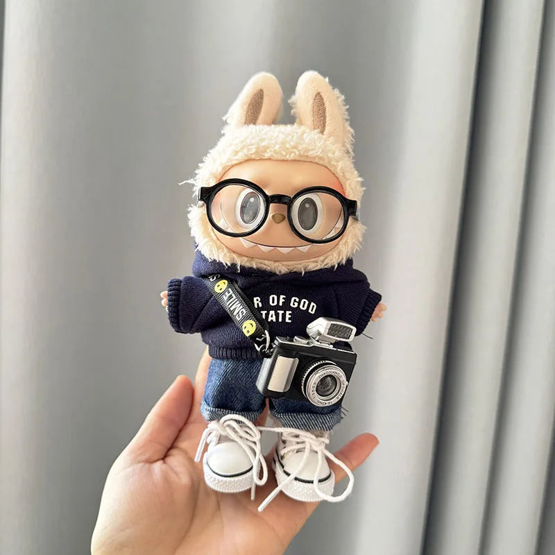 Labubu 17cm Clothes II Idol Dolls Sitting Party The Monster Outfit Accessories Clothing DIY Kids Gift Hoodie And Jeans EM03A