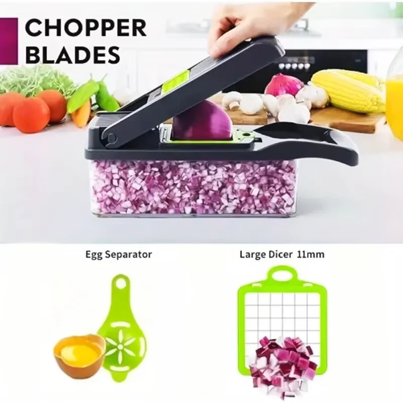 Household multi-function chopper slicing, shredding and dicing fast chopper 14/16-piece set chopper is suitable for the kitchen