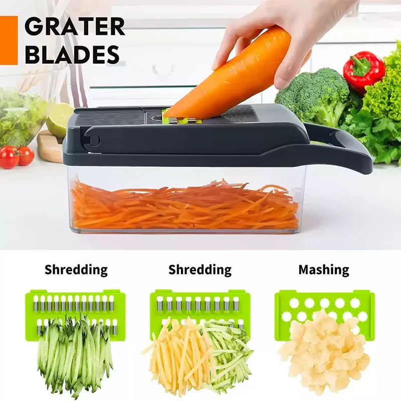 Household multi-function chopper slicing, shredding and dicing fast chopper 14/16-piece set chopper is suitable for the kitchen
