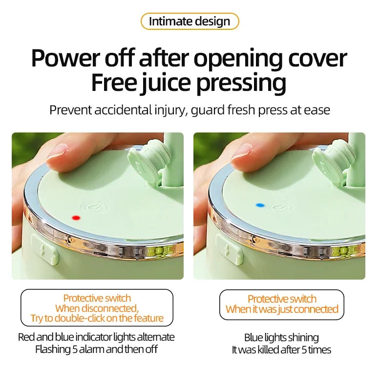 Wireless Portable Juicing Bucket Electric 800ml Sports Cup Fresh Fruit Juicer With Large Capacity and 10 Stainless Steel Blades