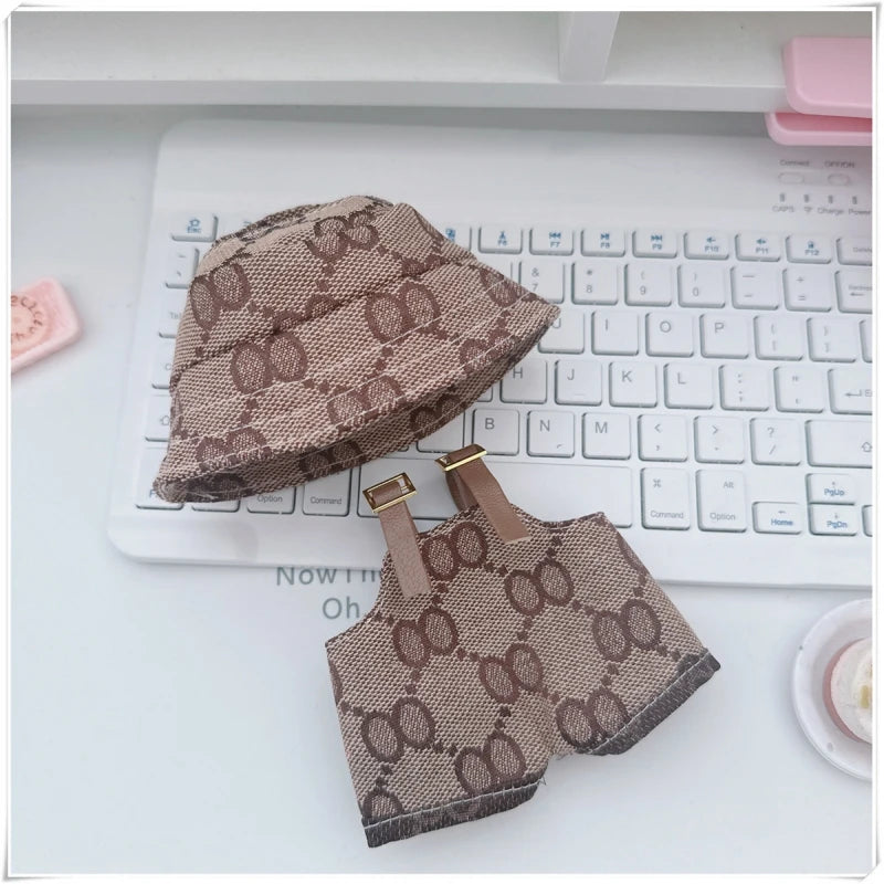 17cmLabubu Doll Clothes Sit Party Overalls Mini Hat V1 V2 Doll Clothing Accessories DIY Children's Toys Birthday Gift