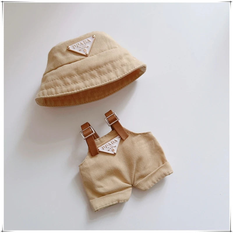 17cmLabubu Doll Clothes Sit Party Overalls Mini Hat V1 V2 Doll Clothing Accessories DIY Children's Toys Birthday Gift