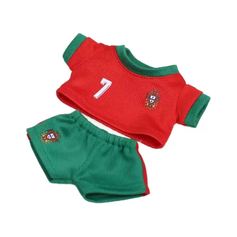 Labubu 17cm Football Team Uniform Hoodie T-Shirt Heart Pounding Macaron Dressing Handsome Costume Toy Gift For Fans Gift No Doll