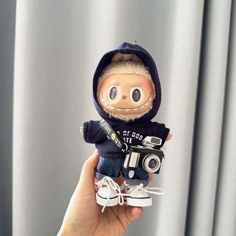 Labubu 17cm Clothes II Idol Dolls Sitting Party The Monster Outfit Accessories Clothing DIY Kids Gift Hoodie And Jeans EM03A