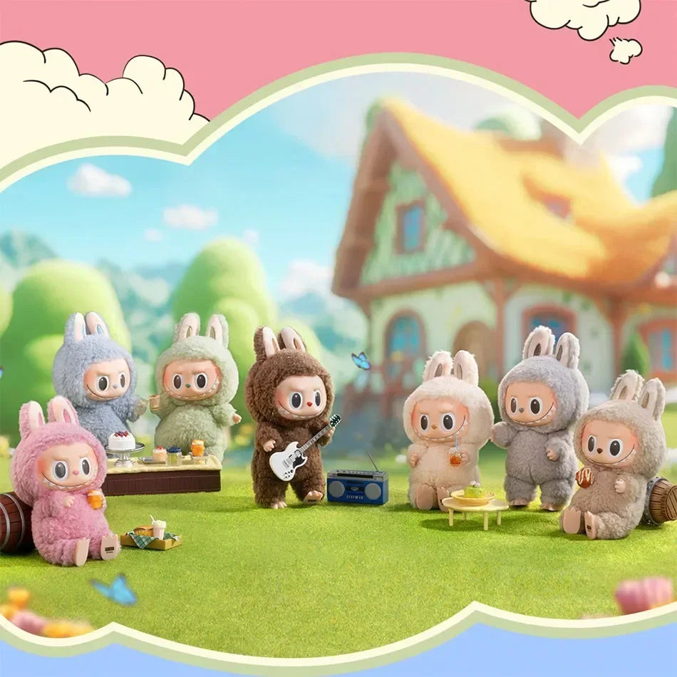 Anime Figure Kawaii Labubu Blind Box Have A Seat Series PVC Pendant Doll Model Toy Purple Monster Keychain Kids Birthday Gifts