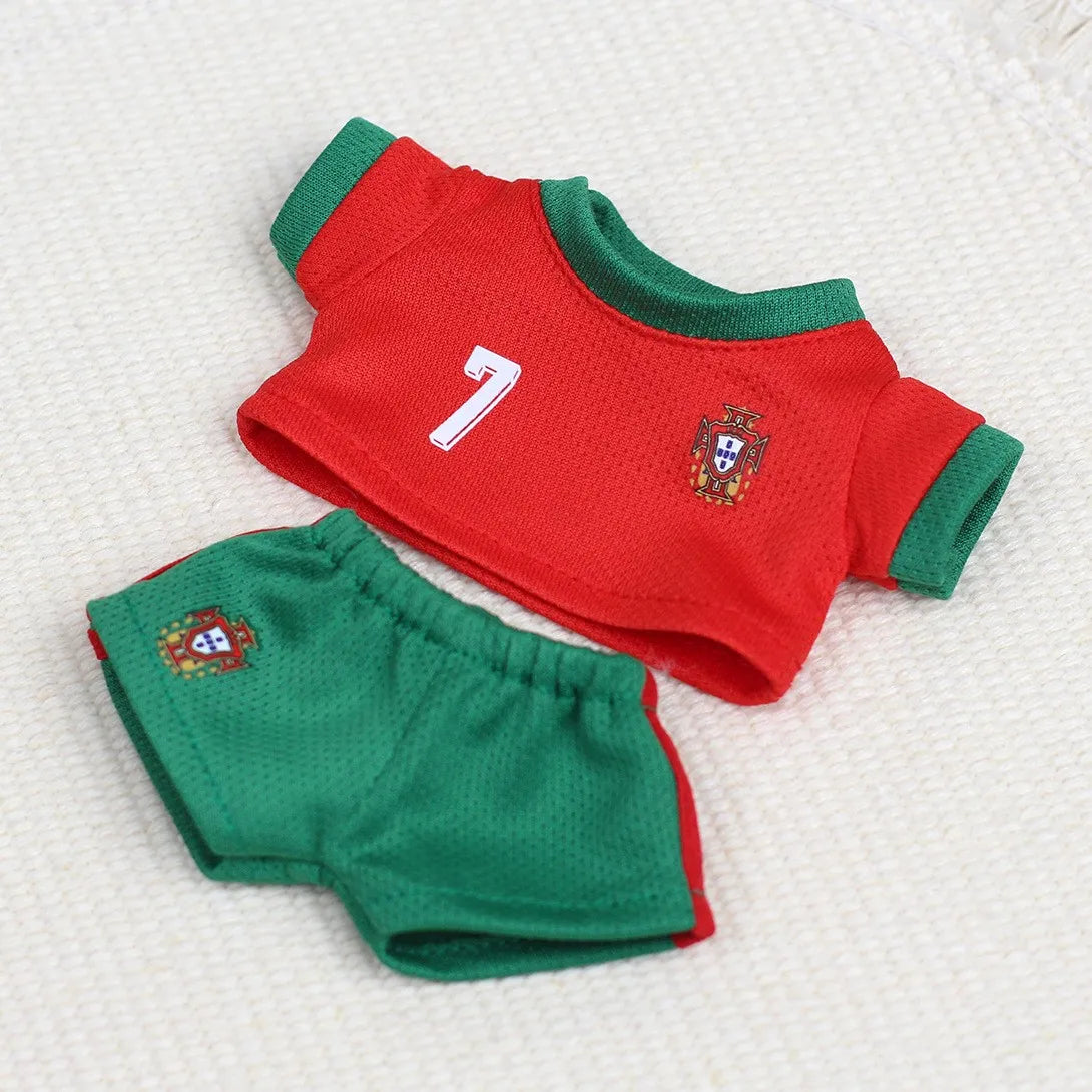 Labubu 17cm Football Team Uniform Hoodie T-Shirt Heart Pounding Macaron Dressing Handsome Costume Toy Gift For Fans Gift No Doll