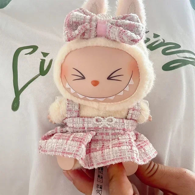 Cute Labubu Doll Outfit Accessories Classic Dress Set for 17CM V2 Mini Dolls Clothing Girl Kid Gift Labubu clothes luxury