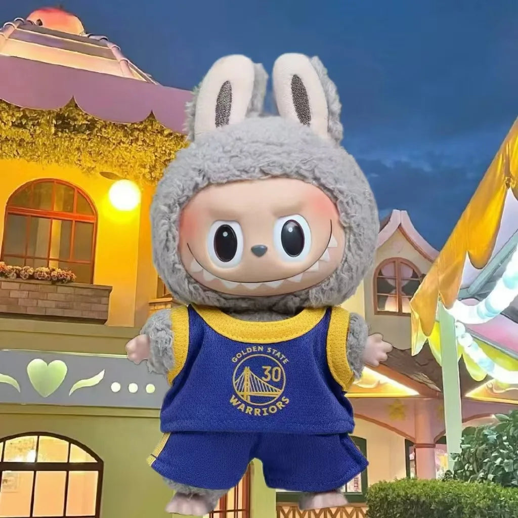 Labubu 17cm Football Team Uniform Hoodie T-Shirt Heart Pounding Macaron Dressing Handsome Costume Toy Gift For Fans Gift No Doll