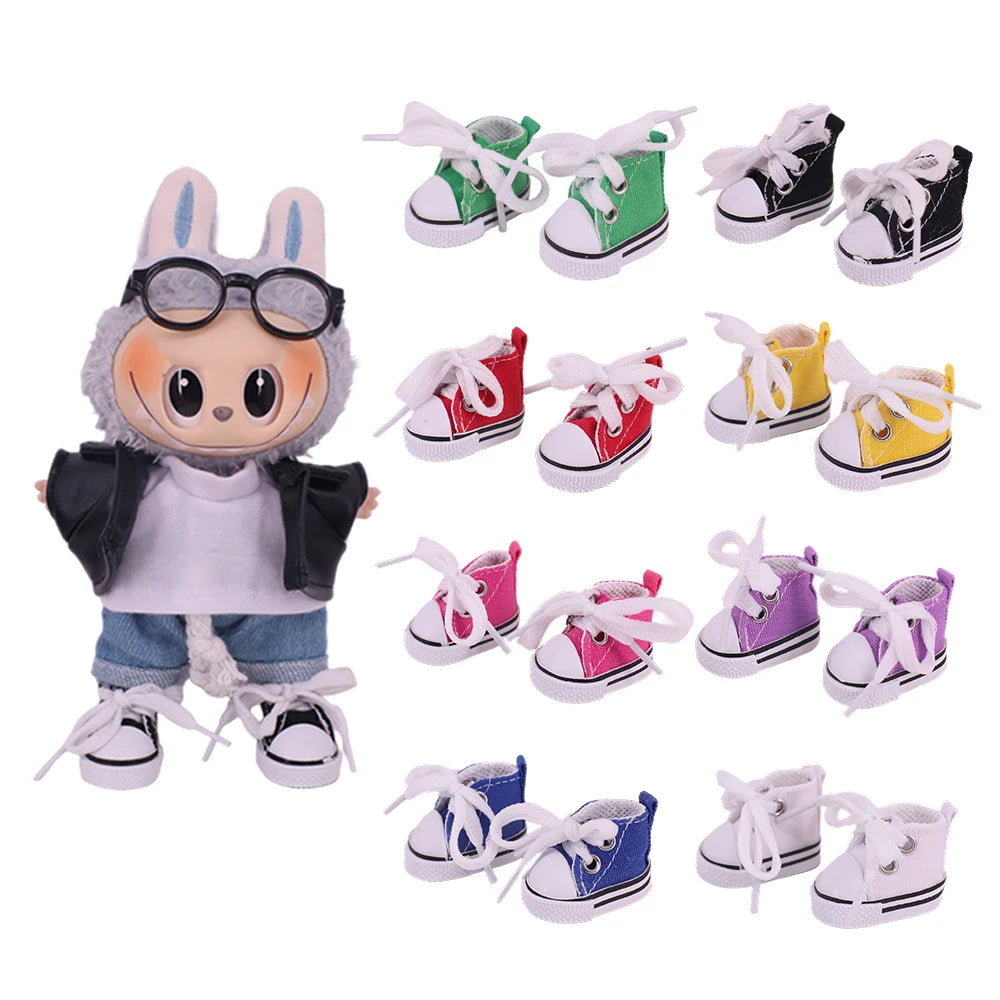 Doll Shoes 3.8Cm Length Canvas Shoe For 17cm Lalbubu Kpop Dolls Accessories Martin Boots Plush labubu Doll,Holiday Gifts