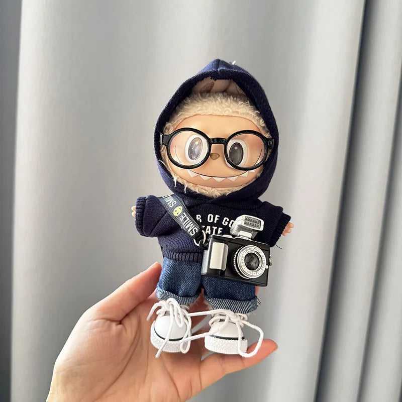 Labubu 17cm Clothes II Idol Dolls Sitting Party The Monster Outfit Accessories Clothing DIY Kids Gift Hoodie And Jeans EM03A