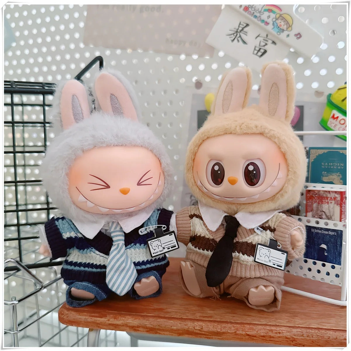 For 17cm Labubus Mini Doll Clothes Outfit Hat Clothes Shoes Glasses Labubu II Doll Accessories Cultivate Sitting Party Game Toys