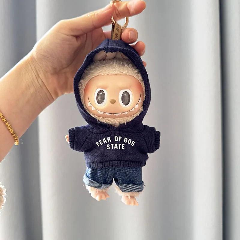 Labubu 17cm Clothes II Idol Dolls Sitting Party The Monster Outfit Accessories Clothing DIY Kids Gift Hoodie And Jeans EM03A