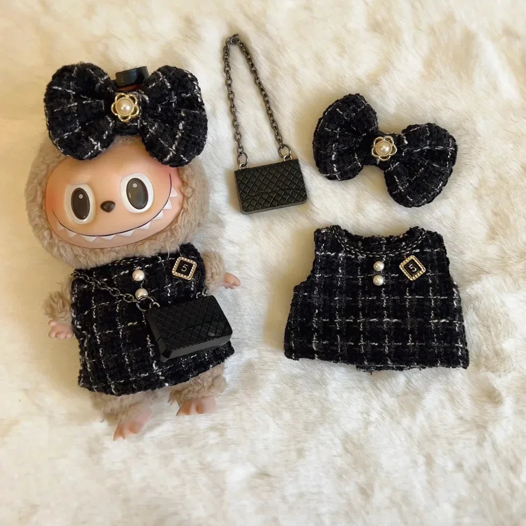 Cute Labubu Doll Outfit Accessories Classic Dress Set for 17CM V2 Mini Dolls Clothing Girl Kid Gift Labubu clothes luxury