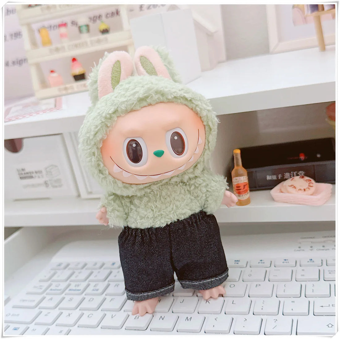 For 17cm Labubus Mini Doll Clothes Outfit Hat Clothes Shoes Glasses Labubu II Doll Accessories Cultivate Sitting Party Game Toys