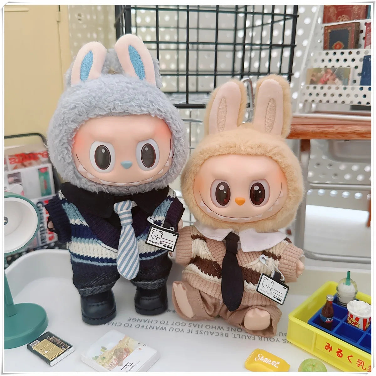 For 17cm Labubus Mini Doll Clothes Outfit Hat Clothes Shoes Glasses Labubu II Doll Accessories Cultivate Sitting Party Game Toys