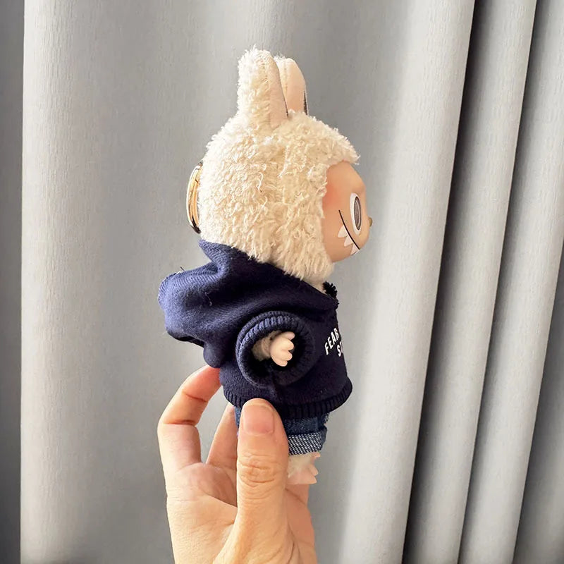 Labubu 17cm Clothes II Idol Dolls Sitting Party The Monster Outfit Accessories Clothing DIY Kids Gift Hoodie And Jeans EM03A