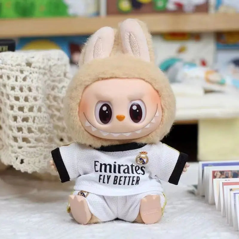 Labubu 17cm Football Team Uniform Hoodie T-Shirt Heart Pounding Macaron Dressing Handsome Costume Toy Gift For Fans Gift No Doll