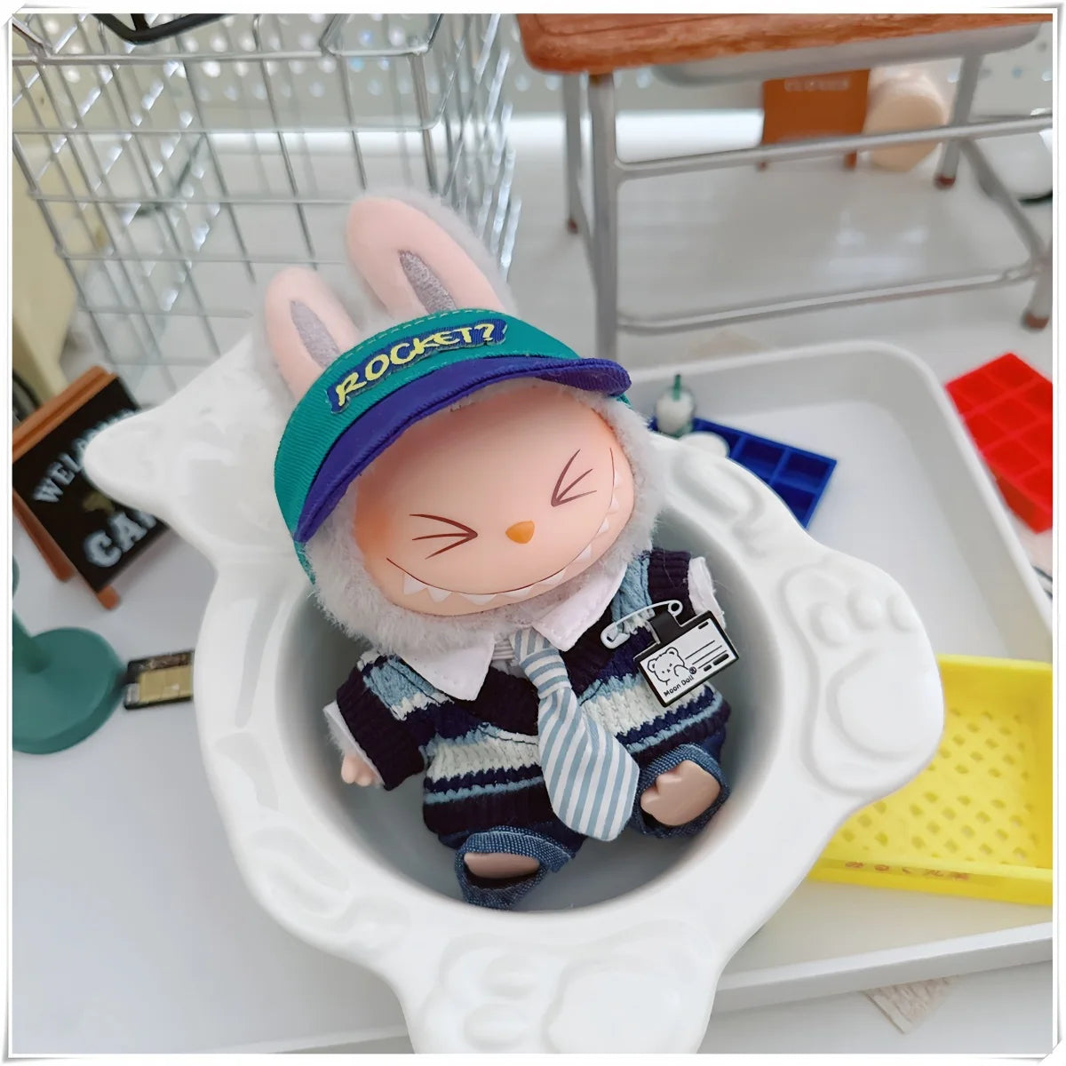 For 17cm Labubus Mini Doll Clothes Outfit Hat Clothes Shoes Glasses Labubu II Doll Accessories Cultivate Sitting Party Game Toys