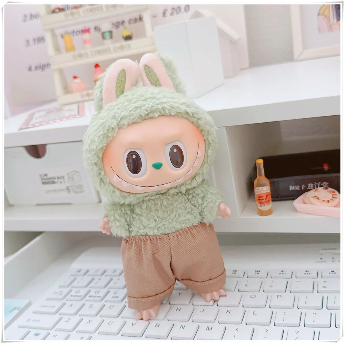For 17cm Labubus Mini Doll Clothes Outfit Hat Clothes Shoes Glasses Labubu II Doll Accessories Cultivate Sitting Party Game Toys