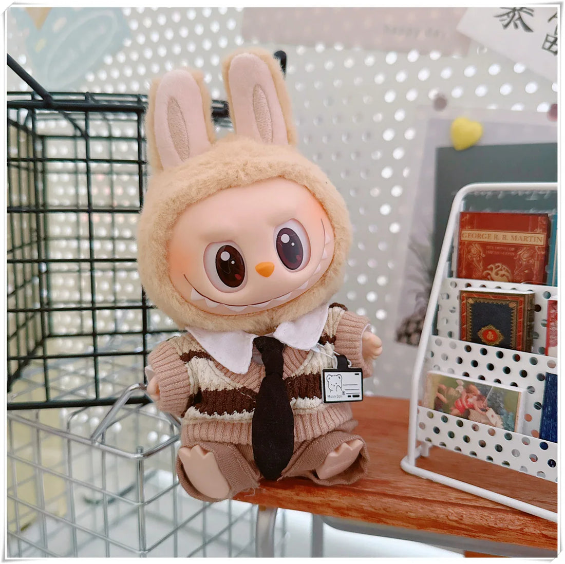 For 17cm Labubus Mini Doll Clothes Outfit Hat Clothes Shoes Glasses Labubu II Doll Accessories Cultivate Sitting Party Game Toys