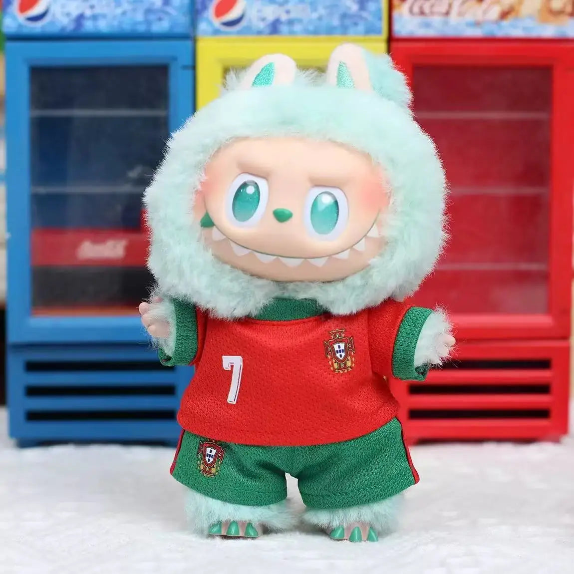 Labubu 17cm Football Team Uniform Hoodie T-Shirt Heart Pounding Macaron Dressing Handsome Costume Toy Gift For Fans Gift No Doll