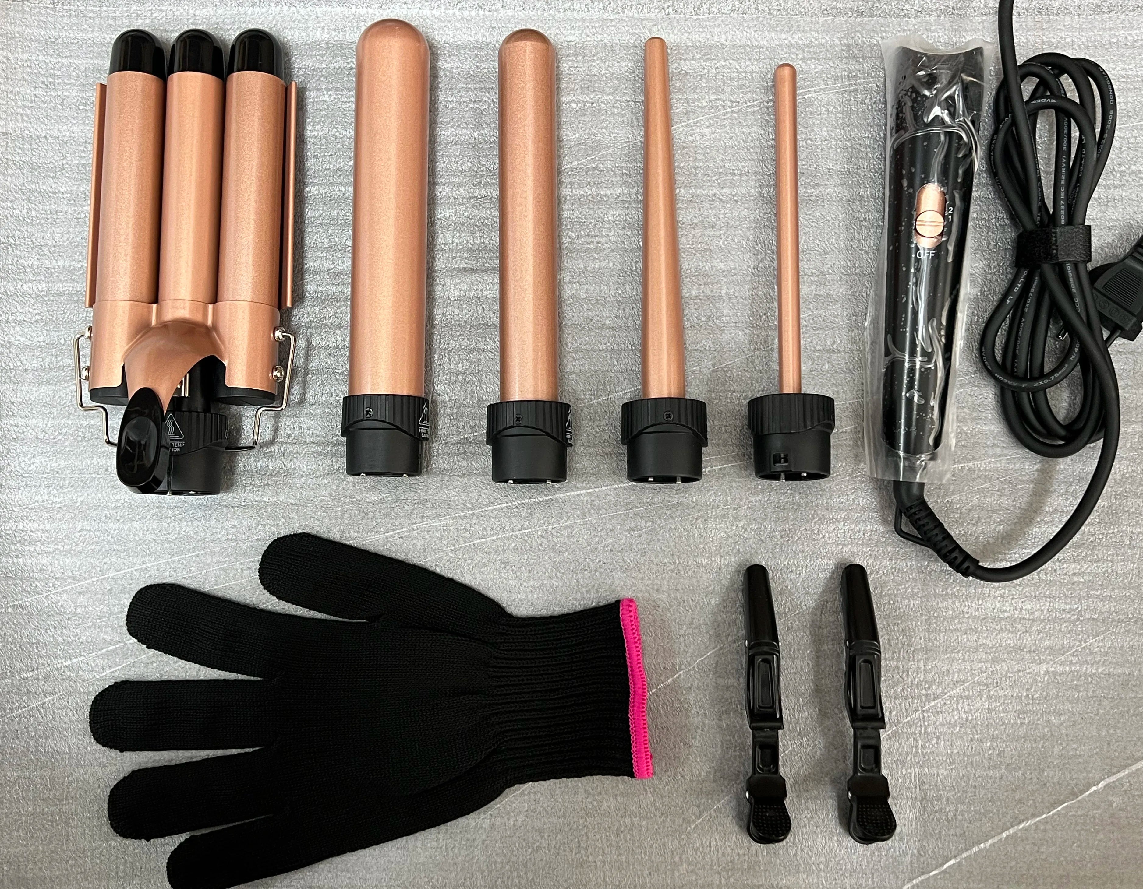 5 in 1 Curling Iron 3 Barrel Hair Crimper Hair Waver Curling Iron with Fast Heating Up Crimper Wand Curler for All Hair Types