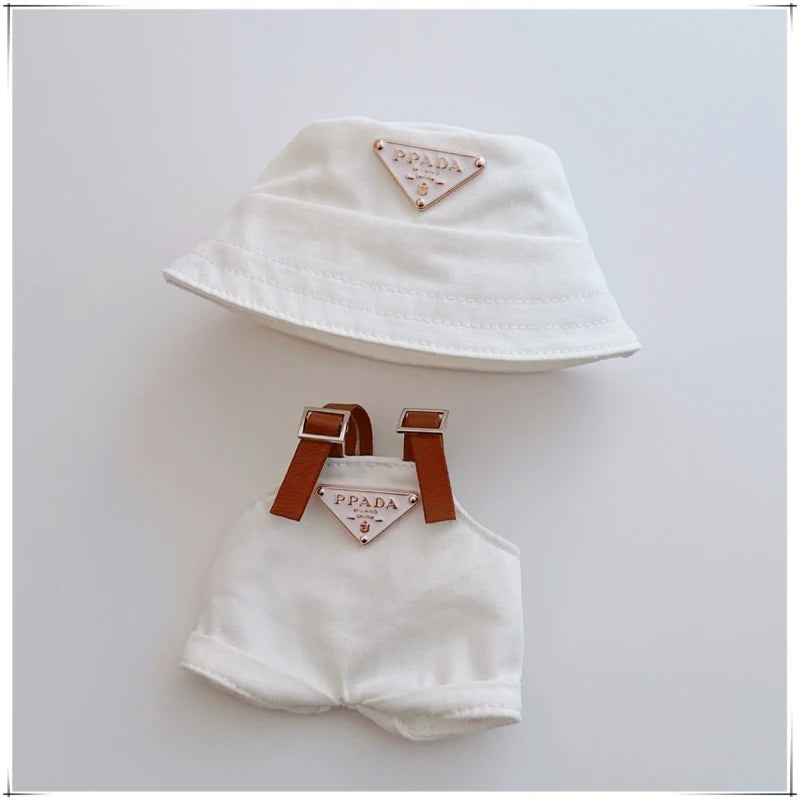 17cmLabubu Doll Clothes Sit Party Overalls Mini Hat V1 V2 Doll Clothing Accessories DIY Children's Toys Birthday Gift