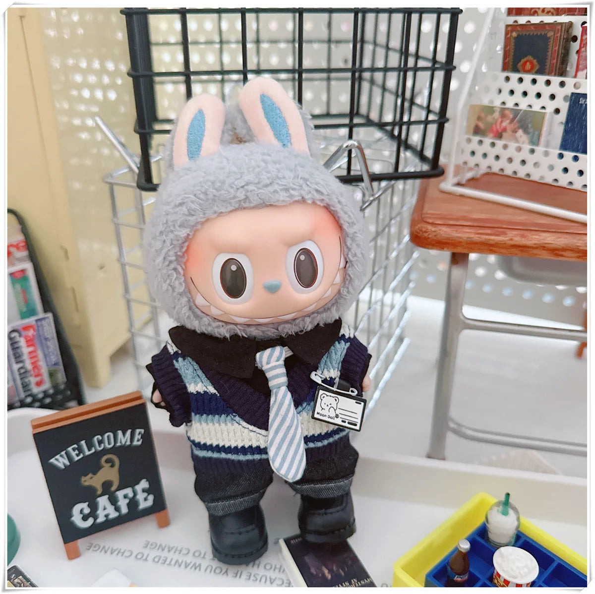 For 17cm Labubus Mini Doll Clothes Outfit Hat Clothes Shoes Glasses Labubu II Doll Accessories Cultivate Sitting Party Game Toys