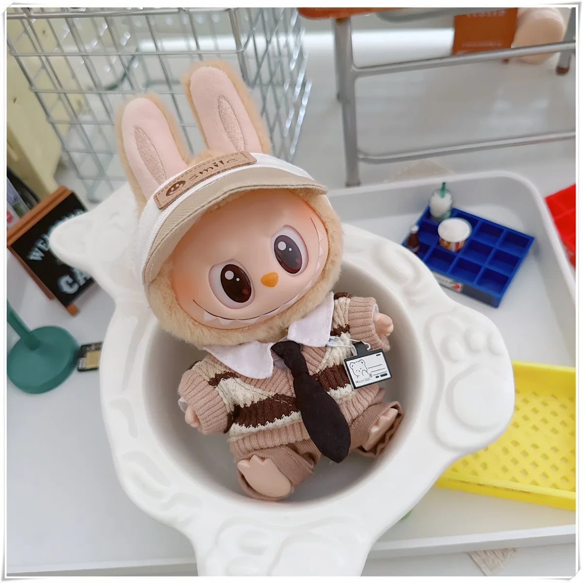 For 17cm Labubus Mini Doll Clothes Outfit Hat Clothes Shoes Glasses Labubu II Doll Accessories Cultivate Sitting Party Game Toys