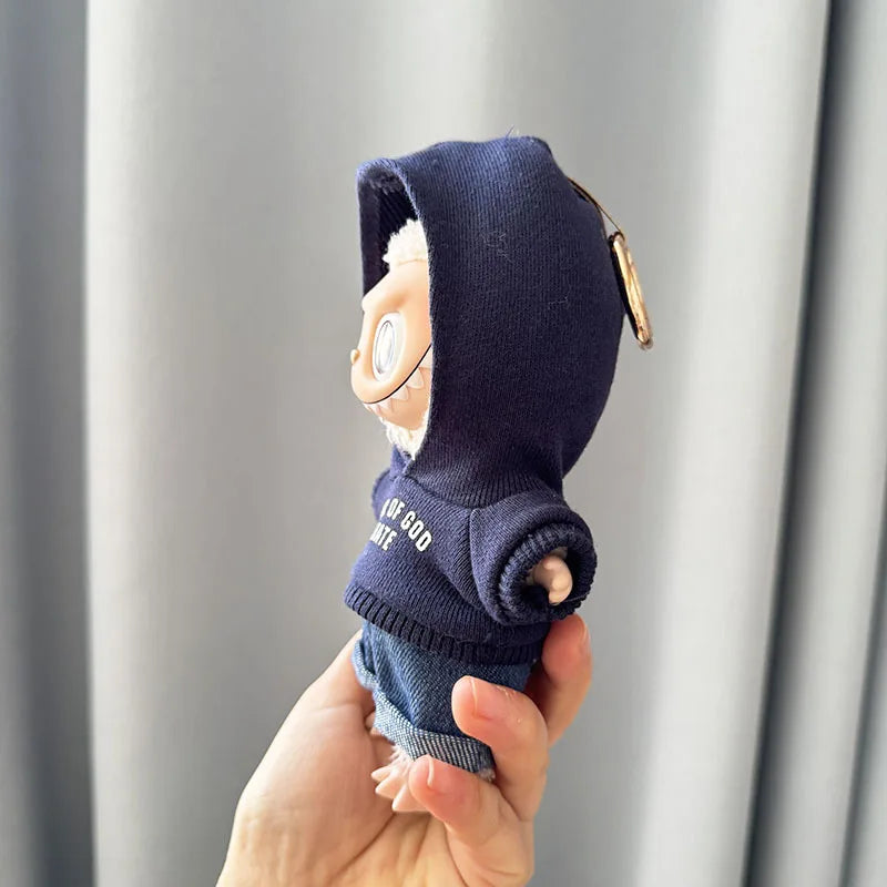 Labubu 17cm Clothes II Idol Dolls Sitting Party The Monster Outfit Accessories Clothing DIY Kids Gift Hoodie And Jeans EM03A