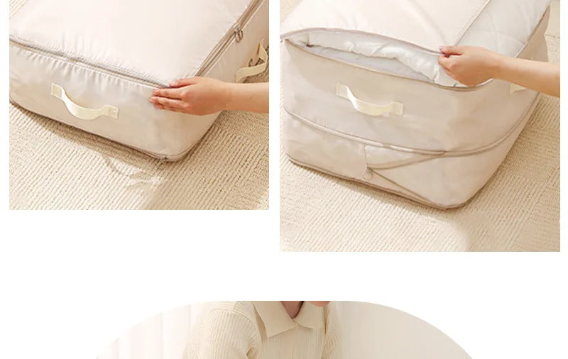 Double Zipper Compression Bag Comforter Clothes Bedding Storage Closet Case Travel Wardrobe Duvet Space Saver Home Big Organizer