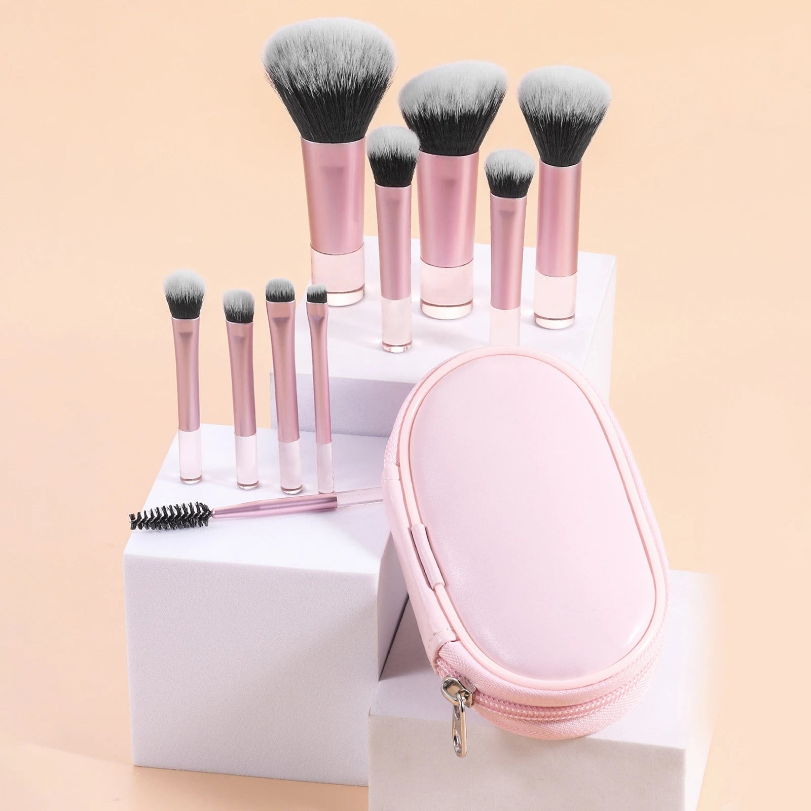 10 color Mini makeup brush Travel portable Makeup Tool Makeup Puff - Palm Brush Professional Makeup tool set Christmas gift