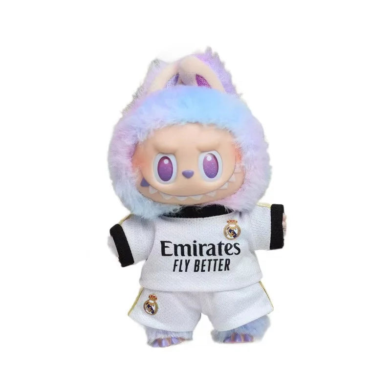 Labubu 17cm Football Team Uniform Hoodie T-Shirt Heart Pounding Macaron Dressing Handsome Costume Toy Gift For Fans Gift No Doll