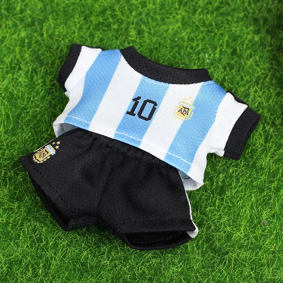 Labubu 17cm Football Team Uniform Hoodie T-Shirt Heart Pounding Macaron Dressing Handsome Costume Toy Gift For Fans Gift No Doll