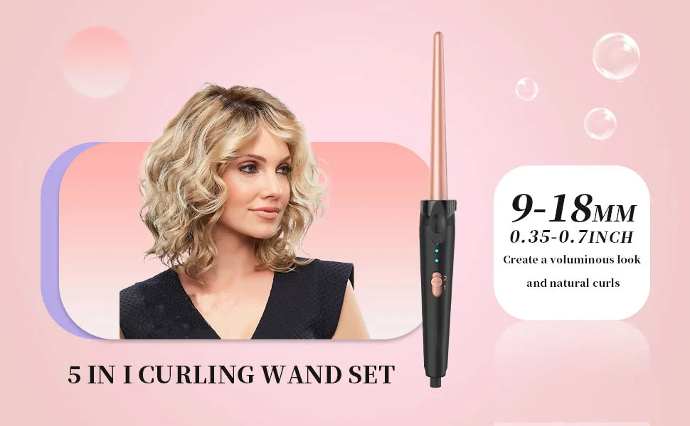 5 in 1 Curling Iron 3 Barrel Hair Crimper Hair Waver Curling Iron with Fast Heating Up Crimper Wand Curler for All Hair Types