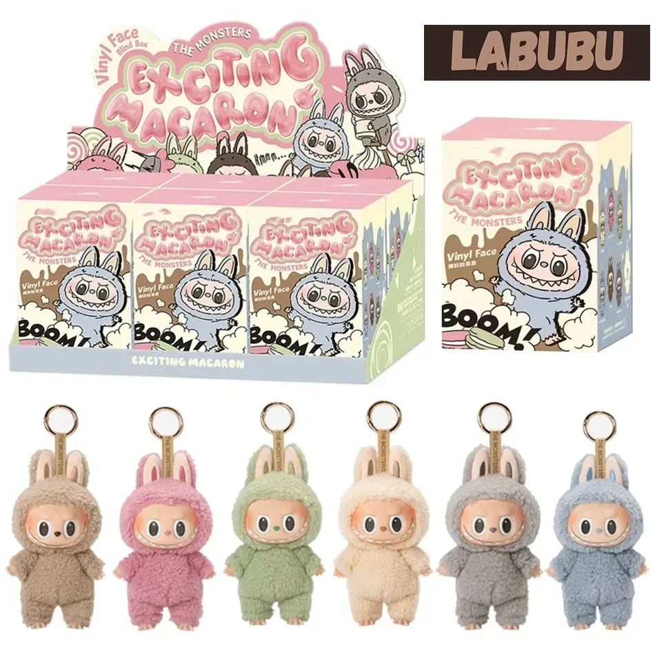 Anime Figure Kawaii Labubu Blind Box Have A Seat Series PVC Pendant Doll Model Toy Purple Monster Keychain Kids Birthday Gifts