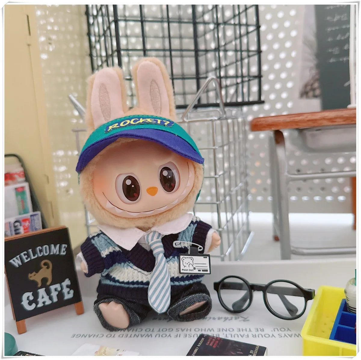 For 17cm Labubus Mini Doll Clothes Outfit Hat Clothes Shoes Glasses Labubu II Doll Accessories Cultivate Sitting Party Game Toys