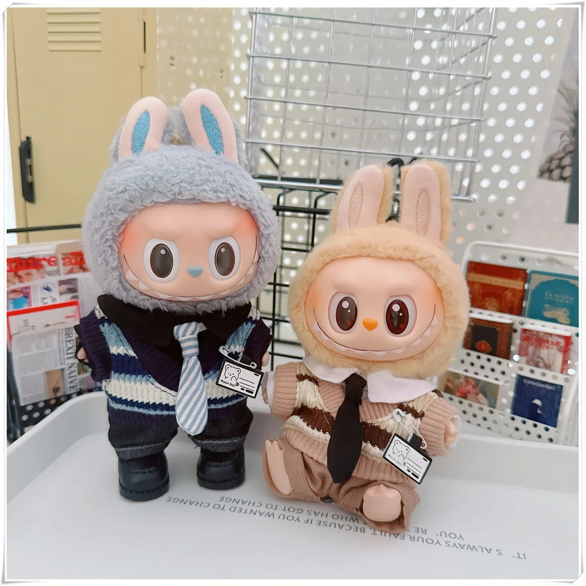 For 17cm Labubus Mini Doll Clothes Outfit Hat Clothes Shoes Glasses Labubu II Doll Accessories Cultivate Sitting Party Game Toys