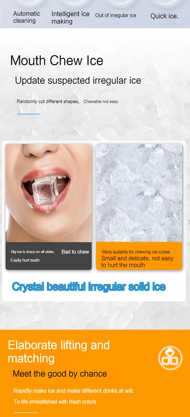 Nugget Countertop Ice Maker, Silonn Chewable Pellet Ice Machine with Self-Cleaning Function,  1.1L 135W 0.7KG