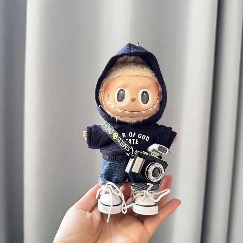 Labubu 17cm Clothes II Idol Dolls Sitting Party The Monster Outfit Accessories Clothing DIY Kids Gift Hoodie And Jeans EM03A