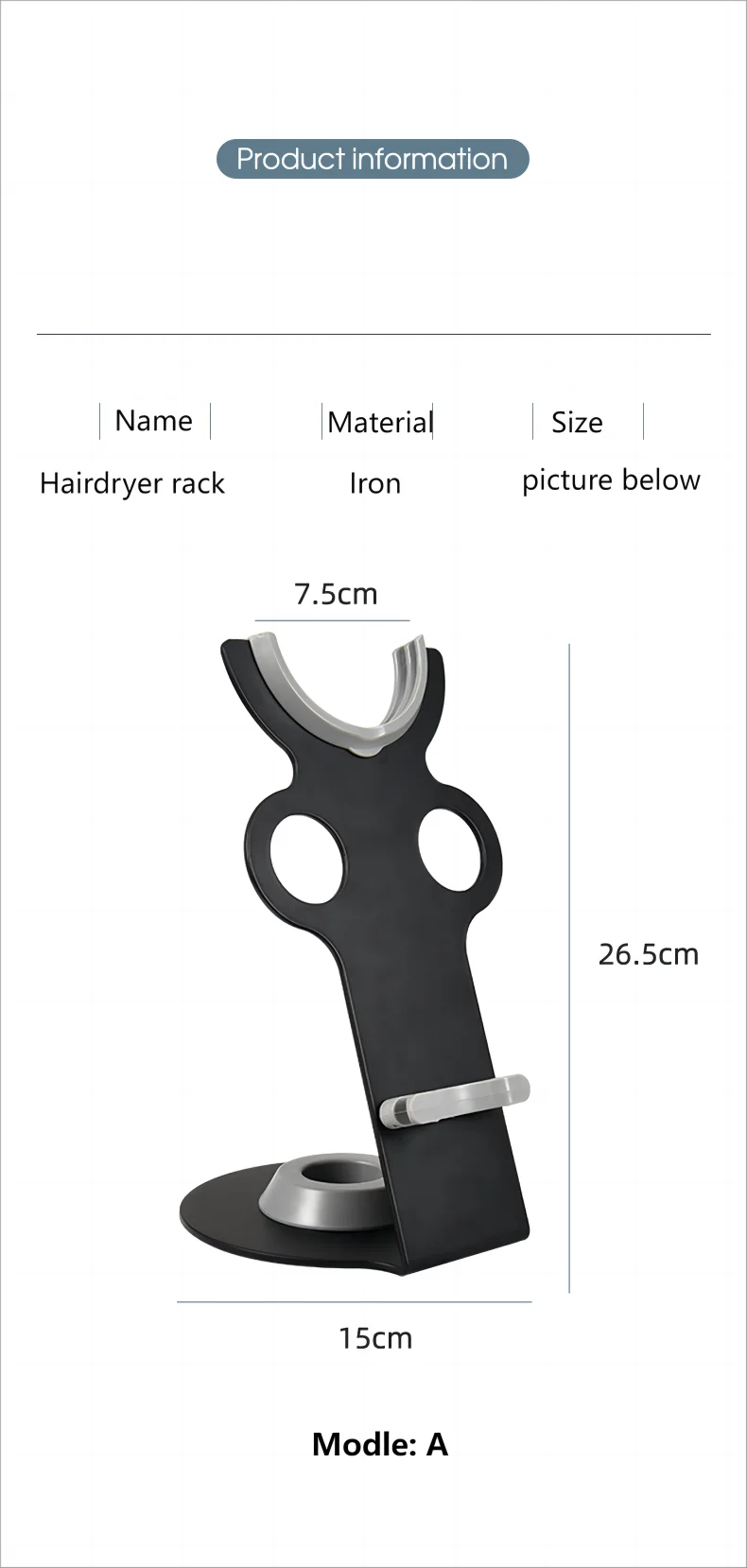 Hair Dryer Rack Table Top Dyson Metal Hanger Vertical Hair Dryer Shelf on Dressing Table No Punching Desk Blow Dryer Bracket
