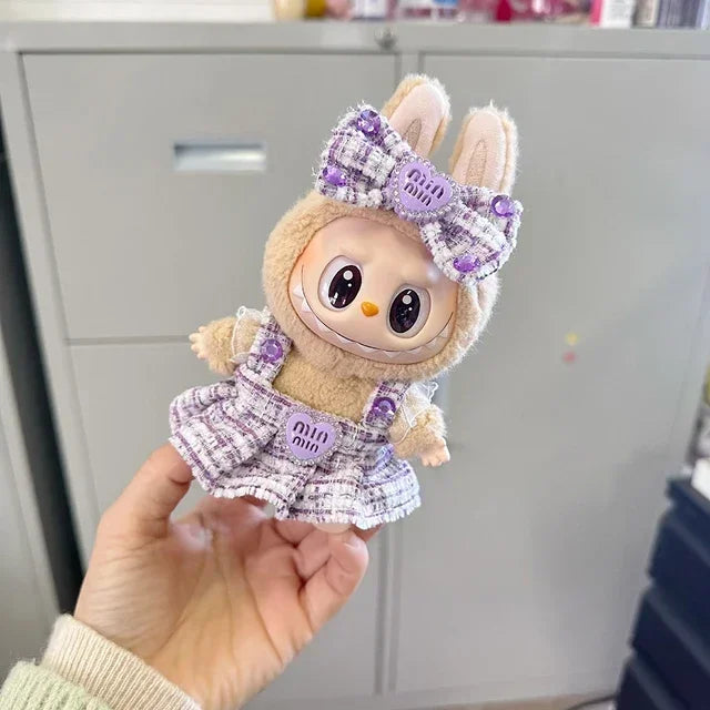 Cute Labubu Doll Outfit Accessories Classic Dress Set for 17CM V2 Mini Dolls Clothing Girl Kid Gift Labubu clothes luxury