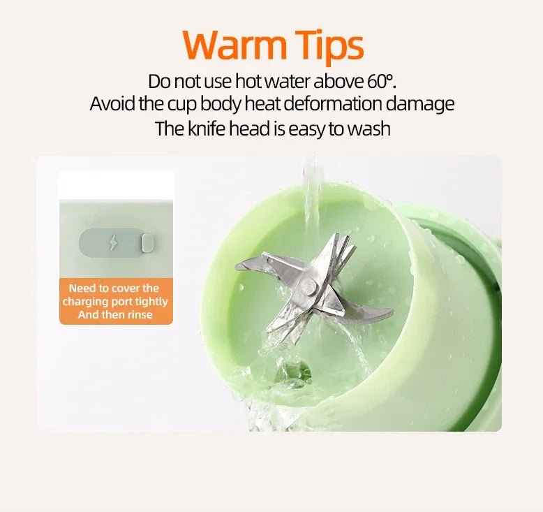 Wireless Portable Juicing Bucket Electric 800ml Sports Cup Fresh Fruit Juicer With Large Capacity and 10 Stainless Steel Blades