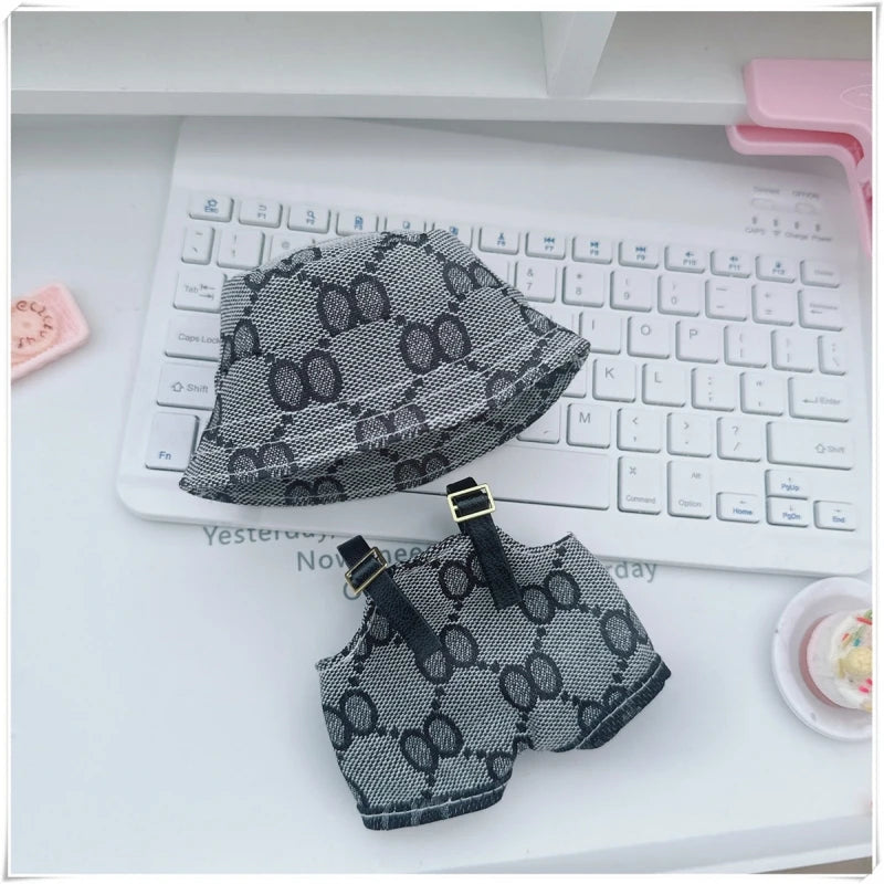 17cmLabubu Doll Clothes Sit Party Overalls Mini Hat V1 V2 Doll Clothing Accessories DIY Children's Toys Birthday Gift