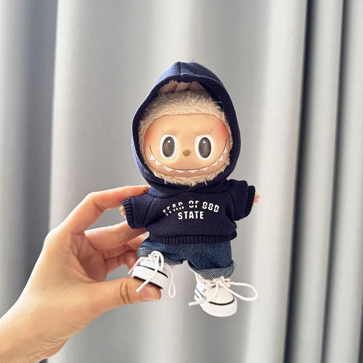 Labubu 17cm Clothes II Idol Dolls Sitting Party The Monster Outfit Accessories Clothing DIY Kids Gift Hoodie And Jeans EM03A